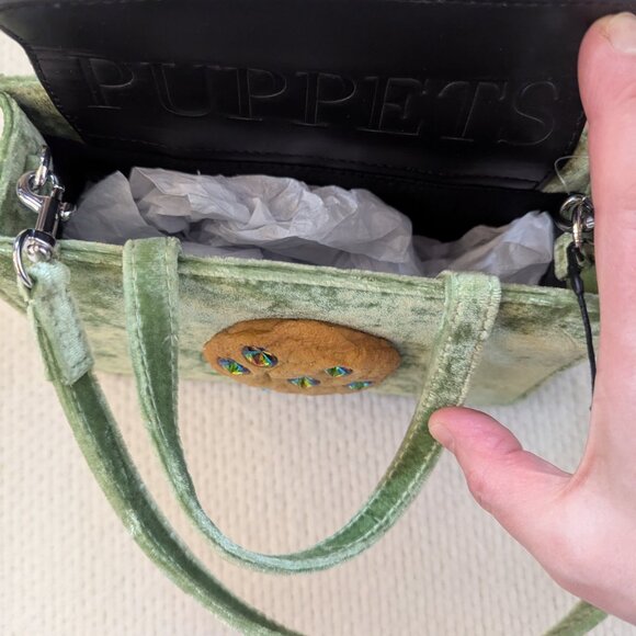 Puppets and Puppets Green Velvet Small Jewel Cookie Bag - Picture 3 of 5